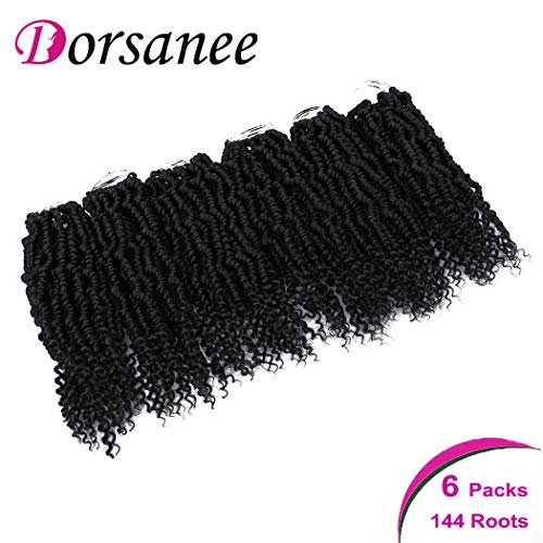6 Packs Crochet Hair 10 Inch Mini Passion Twist for Black Women - #1B