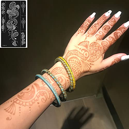 Henna Tattoo Stencils kit,Temporary Tattoos Stencils Reusable Henna Tattoo kit for Hand Forearm Airbrush Tattooing Template, Indian Temporary Tattoo Stickers