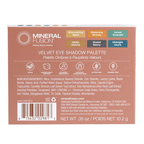 Mineral Fusion, Limited Edition Velvet Eye Shadow Palette, Multi Colors, 1 Count, Powder
