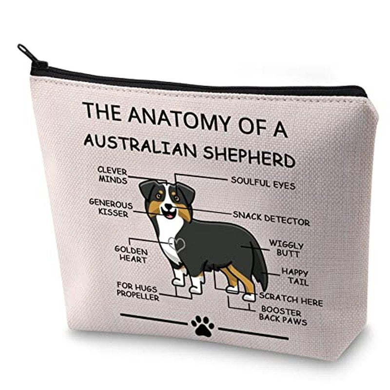 LEVLO Funny Australian Shepherd Lovers Gifts The Anatomy of A Australian Shepherd Cosmetic Bags Australian Shepherd Veterinary Mom Travel Toiletry Bags (Australian Shepherd)