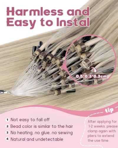 Microlink Hair Extensions 16 Inch 30g Human No Smell No Shedding Blonde Highlight Grayish Brown