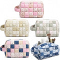 Large Quilted Makeup Bag 5 Pack with Handle Travel Cosmetic Organizer