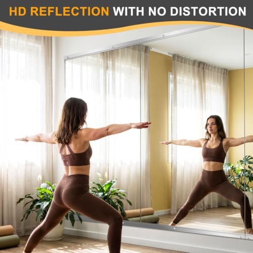 Silver Home Gym Wall Mirror 50x25 Inches - 2PCS Workout Mirrors for Fitness Room
