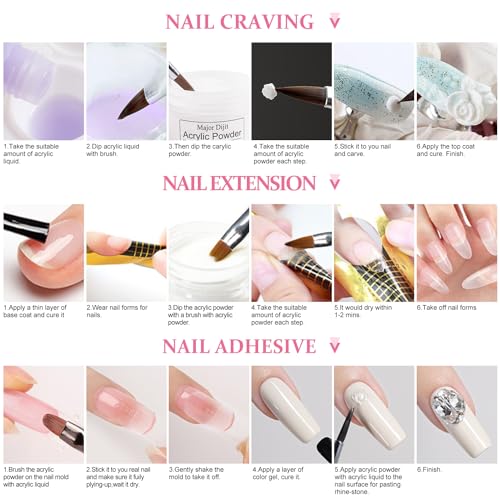 DouborQ Multicolor Acrylic Nail Kit with Drill & 12 Powder Colors for Beginners