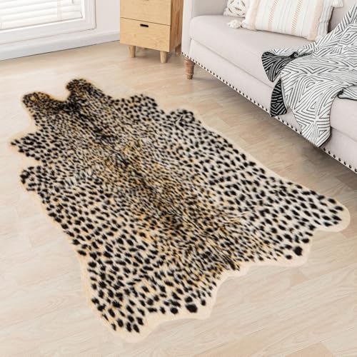 Asuprui Faux Leopard Rug 6'7" x 5'4" – Realistic Cheetah Print Area Rug, Bedroom Decor