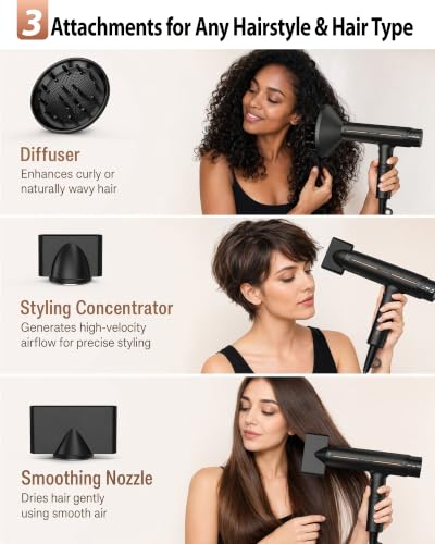 Ionic Hair Dryer with Diffuser – Fast Drying, Low Noise, Salon-Quality Styling