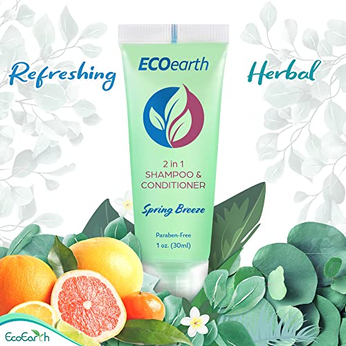 EcoEarth 2-in-1 Travel Shampoo & Conditioner Spring Breeze 1 fl oz Pack of 100