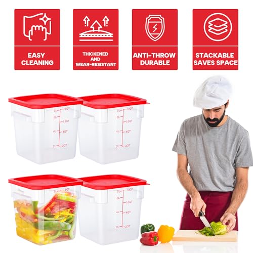 8 Qt Square Food Storage Containers with Lids - NSF Certified, Clear, Pack of 4 - Variation of 8.0 Quarts / Square