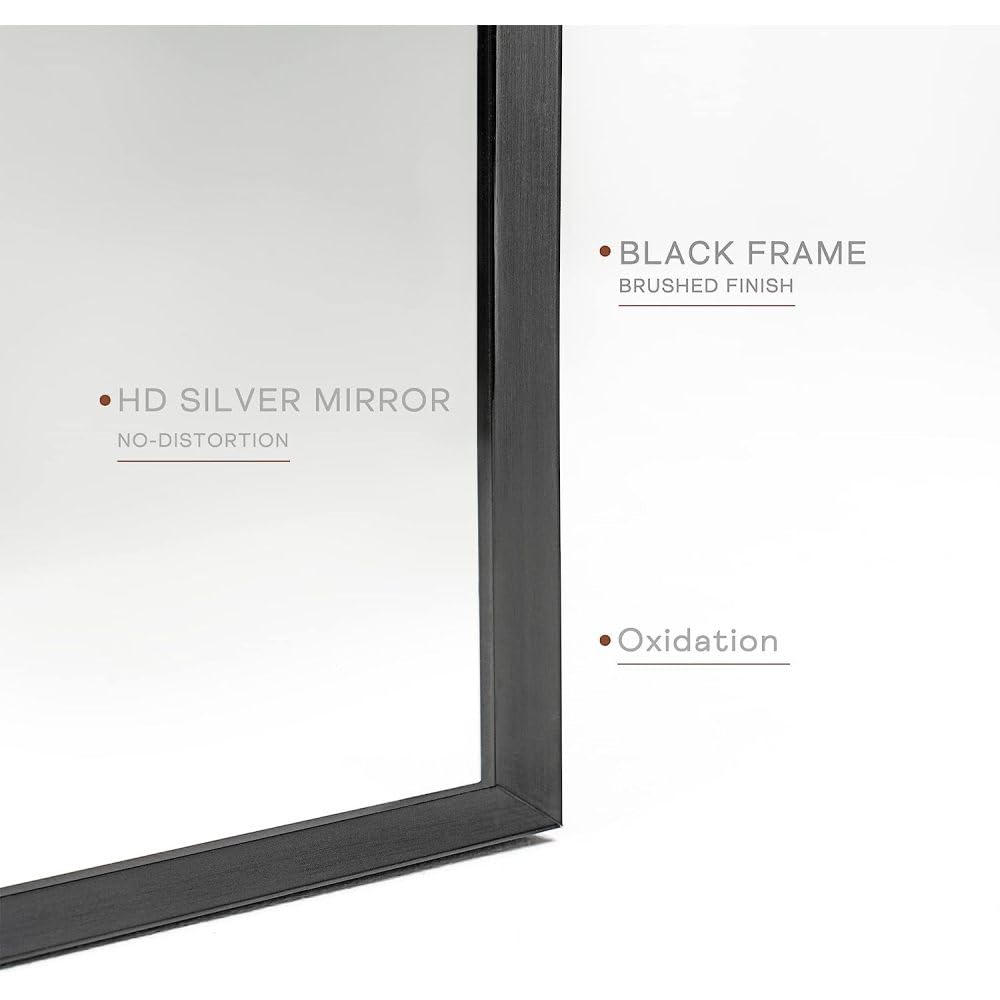 Beaunicorn 20x30 Inch Metal Framed Arched Arch Mirror with Anti-Breakage Film, Easy to Install – Home Decor Arched Wall Mirror for Bathroom, Living Room, Bedroom, Entryway(Black)