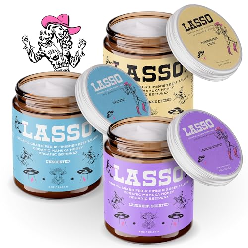 Lasso Tallow Unscented Beef Tallow Face Moisturizer with Manuka Honey & Beeswax