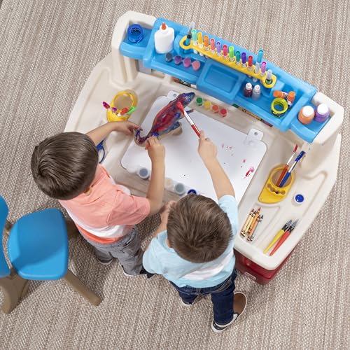 Kids Art & Craft Desk with Chair Set, Toddler Activity Table, Durable Plastic