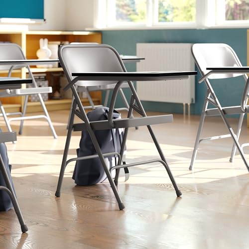 2-Pack Folding Chairs with Right-Handed Tablet Arms - Portable, Heavy-Duty Steel