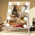 ZL ZELing White Vanity Mirror with Lights, Dimmable 3-Color Touch Screen, 360° Rotation