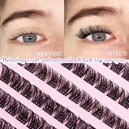 Natural Wispy Lash Clusters 9-14MM D Curl Cluster Eyelash Extensions Soft Eyelash Clusters,9mm 10mm 12mm 14mm False Eyelashes 120pcs Lash Clusters