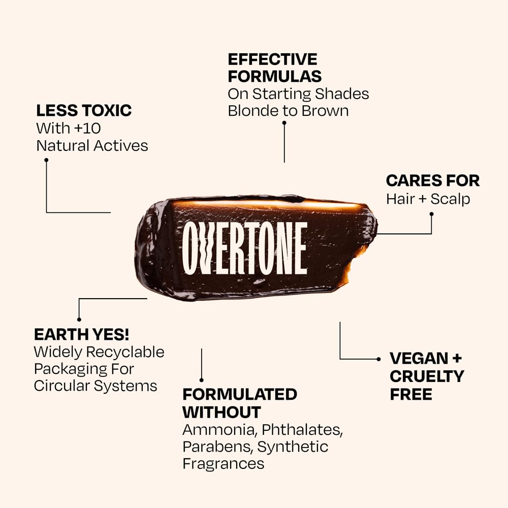 Overtone Color Depositing Semi-Permanent Hair Dye Conditioner - 8 oz For Natural & Color-Treated Hair, Moisturizing Shea Butter & Coconut Oil - Vegan & Cruelty-Free, Espresso Brown