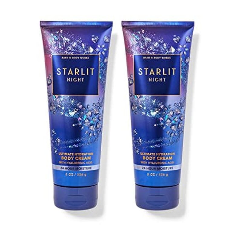 Bath and Body Works Starlit Night Body Cream Ultimate Hydration Gift Set For Women 2 Pack 8 Oz. (Starlit Night)