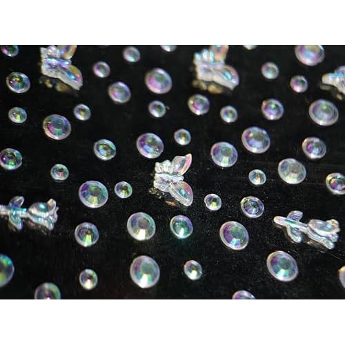 Butterfly Face Hair Gems, Self-Adhesive Eye Jewels, Sparkly Crystal Stickers for Fairy Makeup, Stick on Gems Rhinestones Stickers, Rave Accessories for Body, Nail, Crafts (Clear&Butterfly)