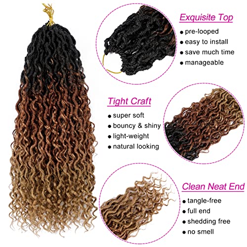 Dorsanee Faux Locs Crochet Hair 18 Inch for Black Women, Short Goddess Style, Pack of 7, #1B/30/27