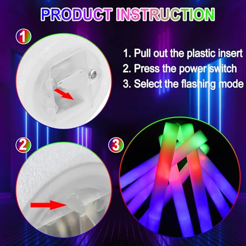 108PCS LED Foam Glow Sticks Bulk Party Supplies for Events, Wedding, Halloween