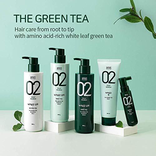 AMOS PROFESSIONAL Green Tea Shampoo for Oily Scalp, Anti-Hair Loss 17.6oz | Korean Salon Brand