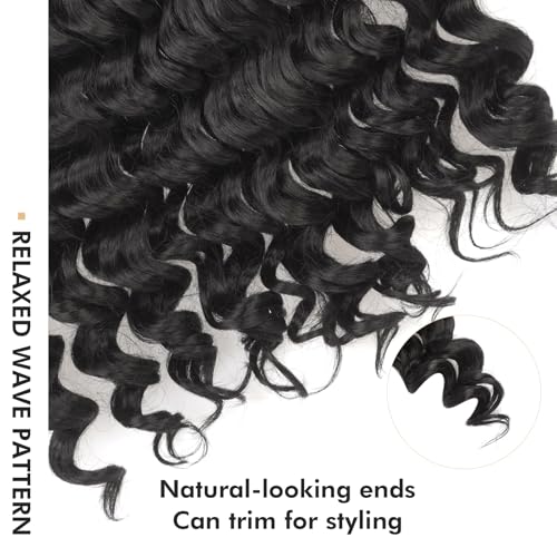 ToyoTress Ultraess Ocean Wave Crochet Hair 8 Inch - 8 Packs Pre-Braided Loop Black