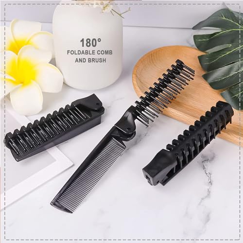100 Pack Foldable Hair Combs Bulk with Double-Headed Teeth - Black, One Size