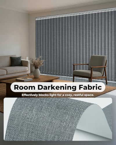 Room Darkening Grey Vertical Blind Replacement Slats 3.5" W x 82.5" H - 34 Pack, UNISHADES
