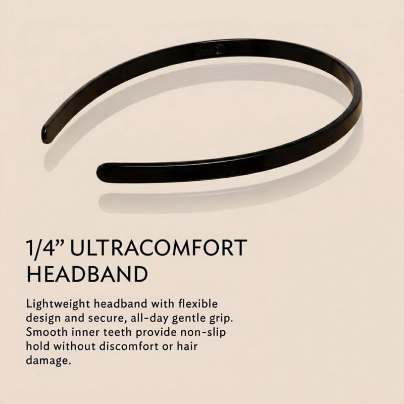 Black Thin Headband with Teeth - Ultracomfort Hair Accessory for Women Variation of THIS listing