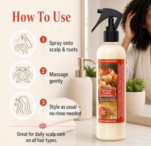 Hair Growth Spray with Onion, Rice Water, Rosemary & Mint for Thicker Hair