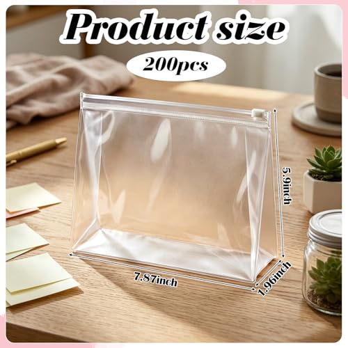 50 Pcs Clear Zipper Makeup Bags - Travel Cosmetic Storage 7.8 x 5.9 in