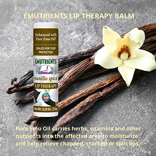 Montana Emu Ranch - Lip Therapy Lip Balm 0.25 Ounce - Vanilla Spice Flavor - Enhanced with Pure Emu Oil