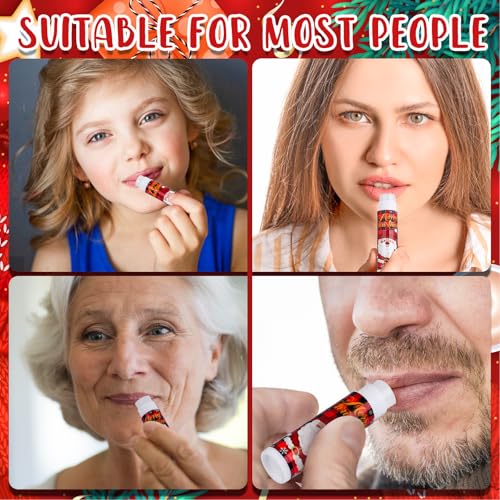 DMSKY Christmas Lip Balm Bulk 60 Pcs, Christmas Stocking Stuffers, Ideal Christmas Gifts for Women Men, Christmas Party Favors for Teachers Coworkers-Santa Claus
