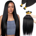 Yaki Straight I Tip Hair Extensions Human Hair 16 Inch 50G Light Yaki Style - Variation #YK