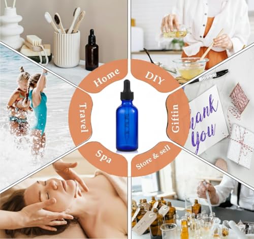60ml Glass Dropper Bottles Set - Cobalt Blue Cosmetic & Perfume Containers, 20 Pack