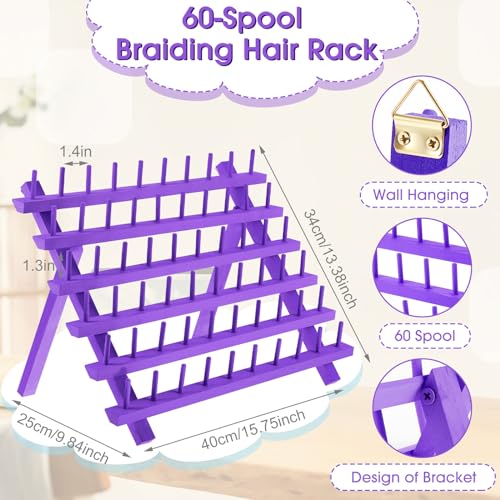 Juexica 19 Pcs Braid Hair Extension Stand Organizer Set, 6-Tier, Purple Mixed Color
