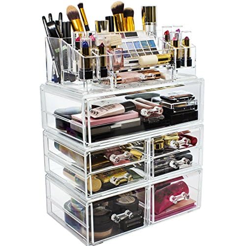Sorbus Acrylic Cosmetics Makeup and Jewelry Storage Case Display Sets ? Interlocking Drawers to Create Your Own Specially Designed Makeup Counter ? Stackable and Interchangeable (Clear)