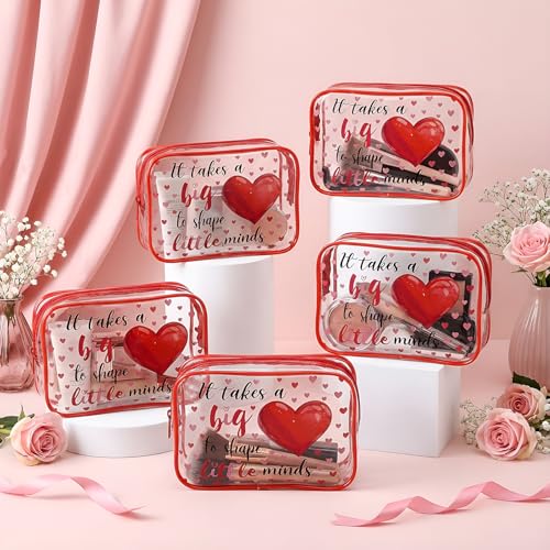 Teacher Valentine 12 Pcs Clear Makeup Bags 7x4.3x2.4 in PVC Gift Set - SilTriangle