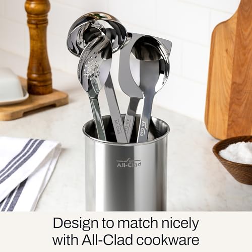 All-Clad 5-Piece Stainless Steel Kitchen Utensil Set - Cooking & Serving Tools with Caddy