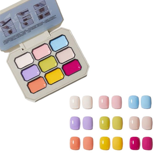 Creamy Colorful Nail Polish Set, olid Cream Gel Polish Palette, for Women&Girls&Friend DIY Home，Nine-Square Grid Solid Gel Glue Nail Polish (B)
