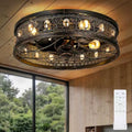 Vintage Victorian Ceiling Fan with Light - Enclosed Bladeless Chandelier Fan for Bedroom & Living Room