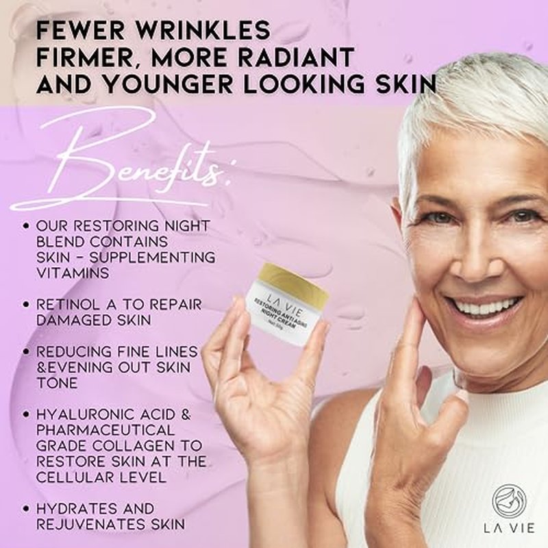 La Vie Anti-Aging Night Cream ? Night Cream for Women Anti-Aging with Niacinamides, Hyaluronic Acid - Retinol Moisturizer Against Wrinkles ? 1.7Fl Oz