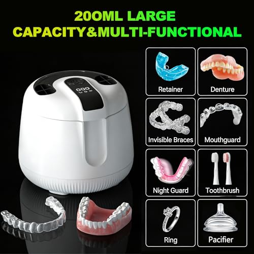 Ultrasonic Retainer Cleaner Machine 48kHz - Deep & UV-C Disinfection