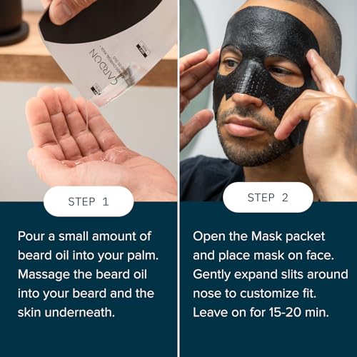 Charcoal Face Mask for Men with Beard Oil - Hydrating Detox & Grooming - Variation: Charcoal for Bearded Men