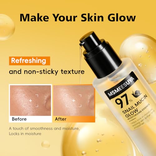 Hydrating Snail Mucin Serum 97% - 120ml Pack of 2, Fast Absorbing Face Serum