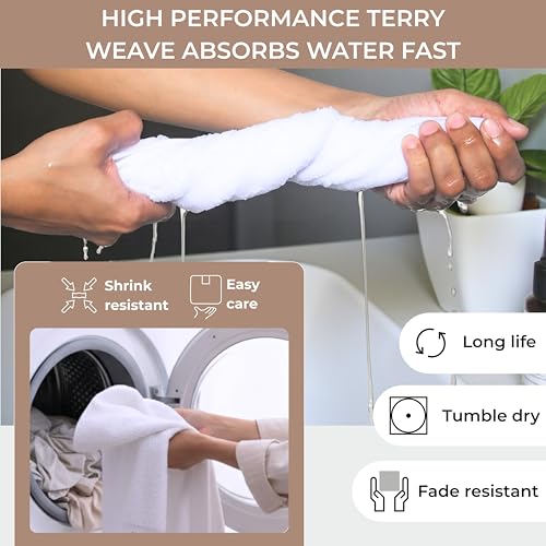 White Extra Thick Cotton Washcloths 12x12 Inches - Set of 12 for Body & Face - Soft, Absorbent Bath Rags