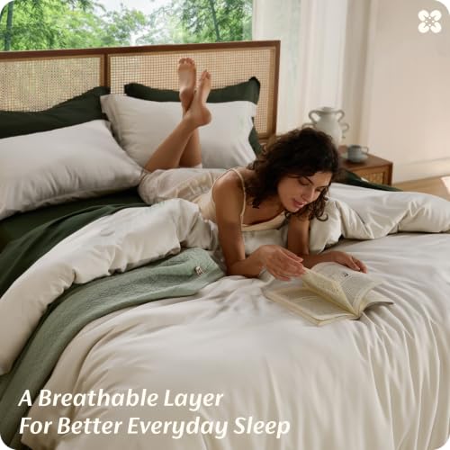 Bedsure King Linen Duvet Cover Set - 104 x 90 Inches, No Comforter, Breathable Bamboo Viscose