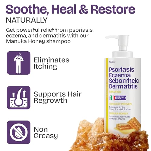 Psoriasis & Eczema Shampoo with Manuka Honey - 6.76 Fl Oz – Scalp Relief & Flake Control