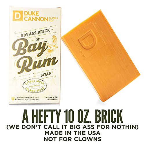 Duke Cannon Supply Co. Bay Rum Bender Bundle for Men - Thick High-Viscosity Body Wash, Big Brick of Soap Bar & Solid Cologne (Citrus Musk, Cedarwood, Island Spice Scent)