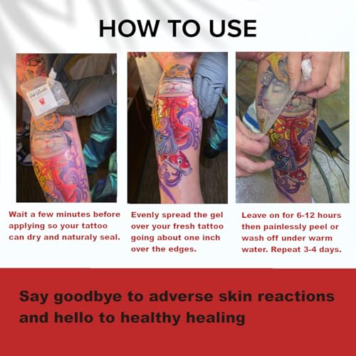Tattoo Aftercare Sealant Gel - Breathable Protective Skin, Natural Healing, Painless Wash Off, 8 fl oz