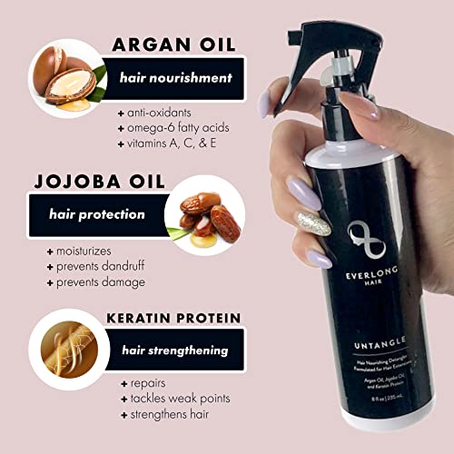 Leave-In Detangler Spray for Hair Extensions & Wigs with Keratin, Argan & Jojoba Oil - All Hair Types